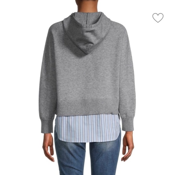 Central Park West New York Womens Hooded Sweater Top Shirttail Hem Preppy Medium - Picture 2 of 15